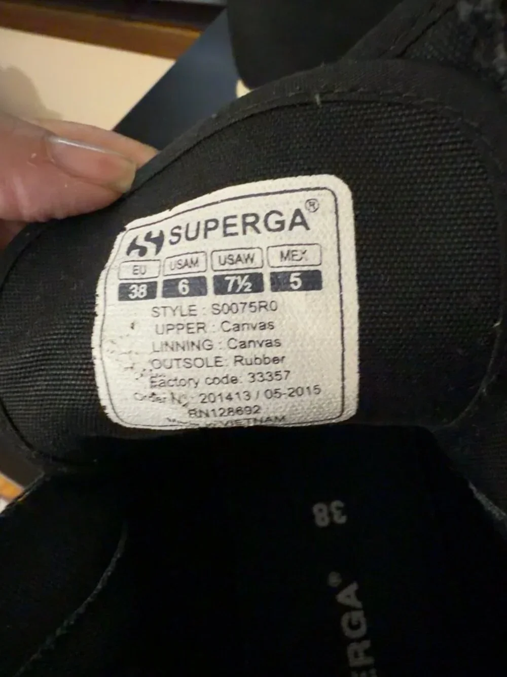 Superga Black Canvas High Top Sneakers Silver Zippers Women’s 7.5 EU 38